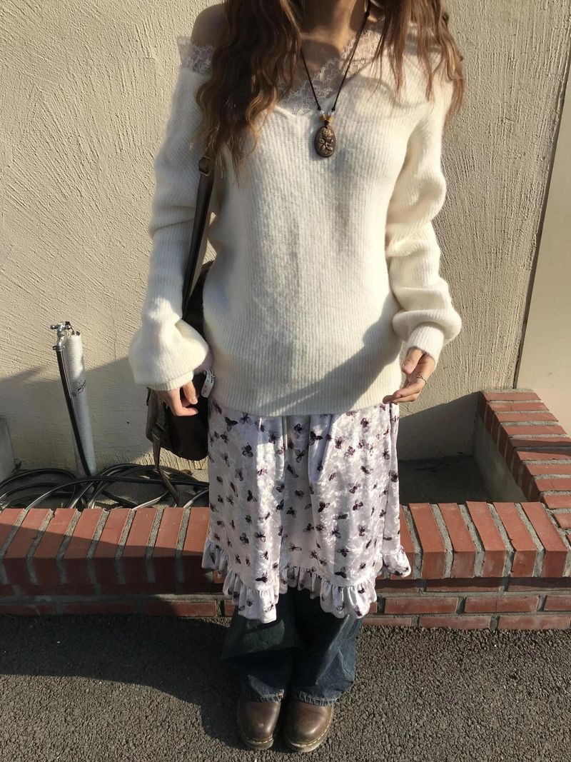 seter lace v-neck knit 