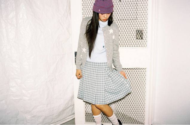 TTTTwister Pleat Skirt - Check Grey