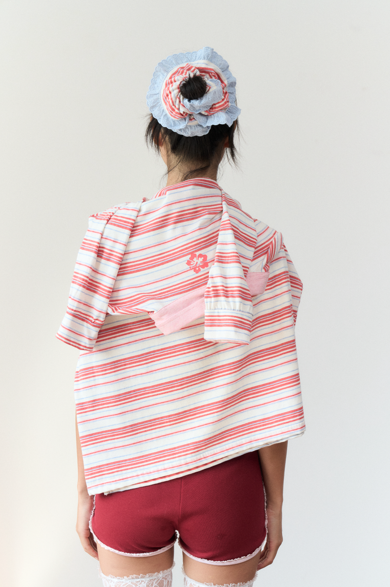 stripe lace scrunchie red / blue