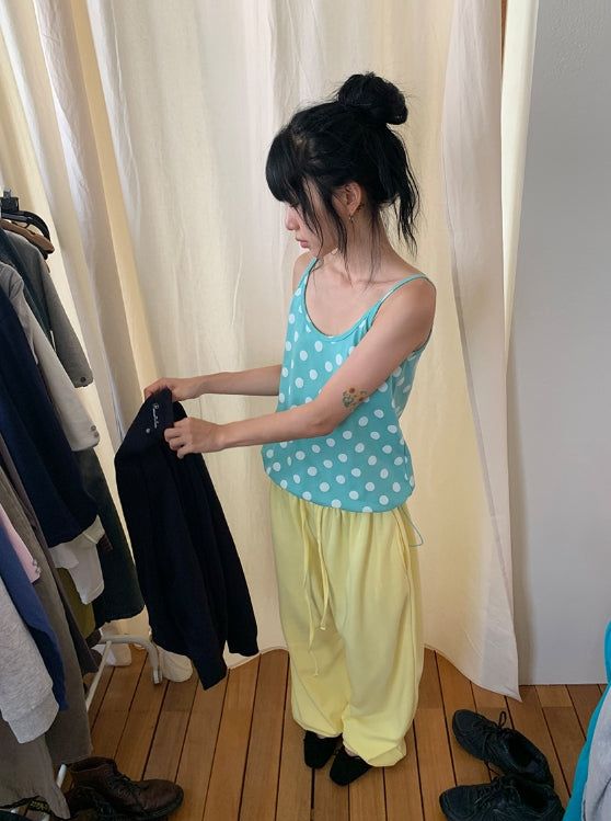 Minaru Loose Fit String Dot Sleeveless
