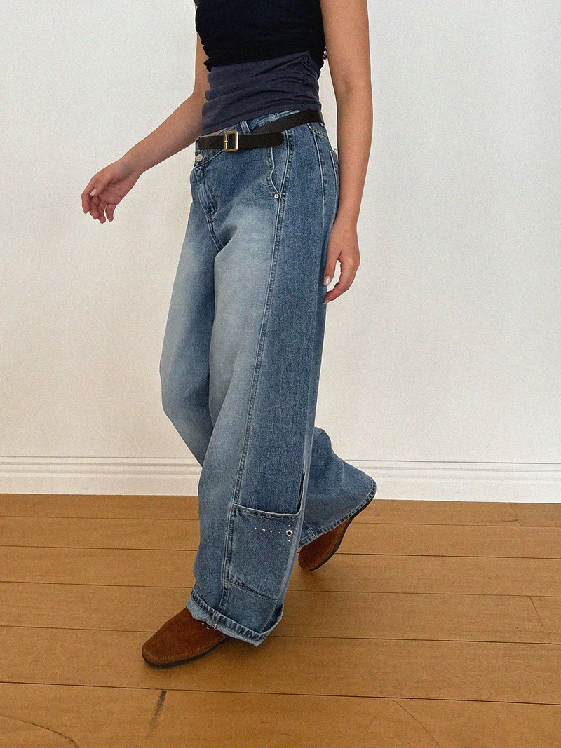 EYELET BALLOON JEANS