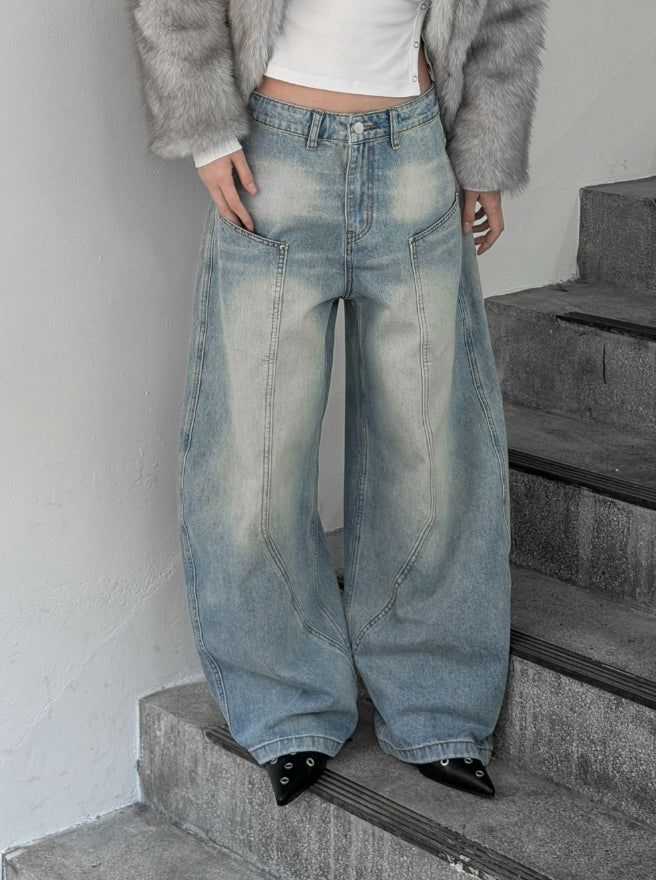Nant Curved Cut Washed Denim