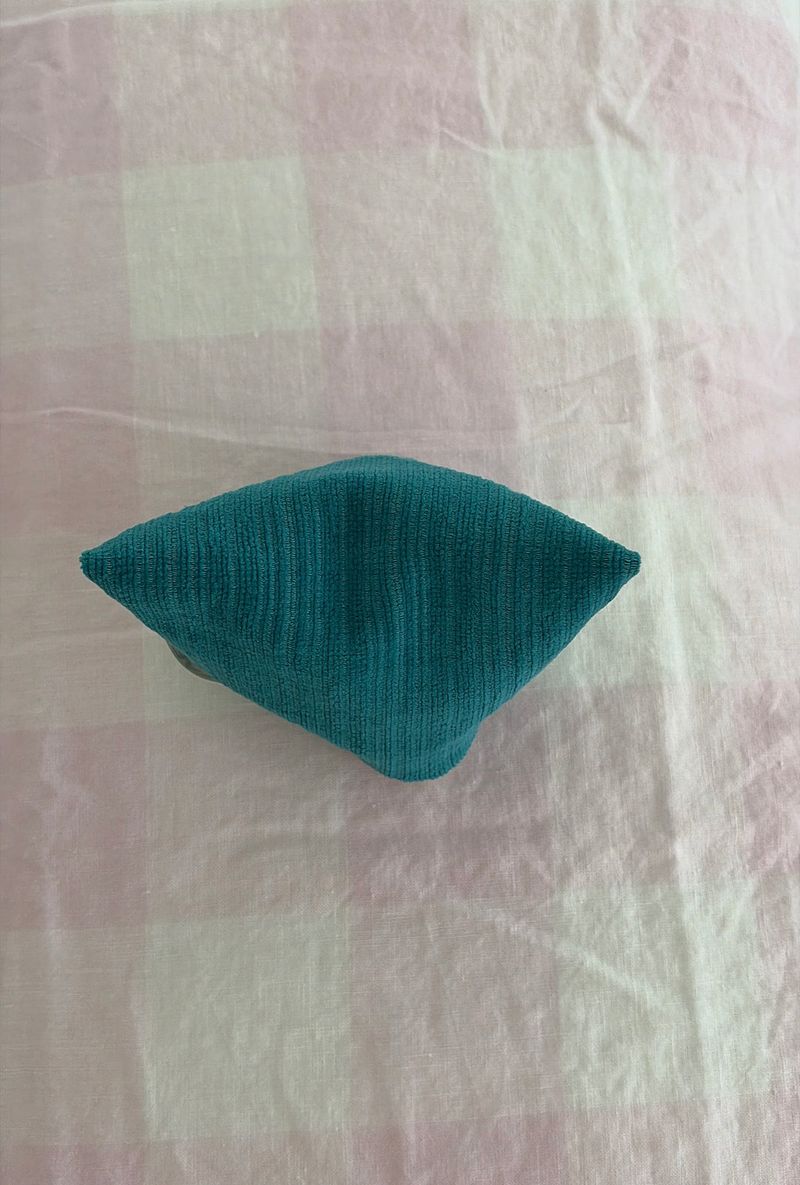 Corduroy flat pouch - turquoise , M size