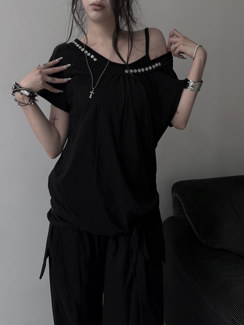 shell button volume strap top (3color)