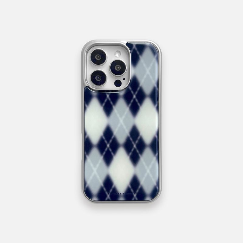 sunvase service(サンベースサービス)の「ARGYLE BLUR CASE_NAVY (silver epoxy)(Smartphone Accessories)」