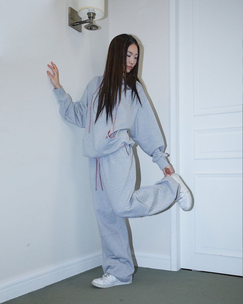 Snap curve hoodie / gray