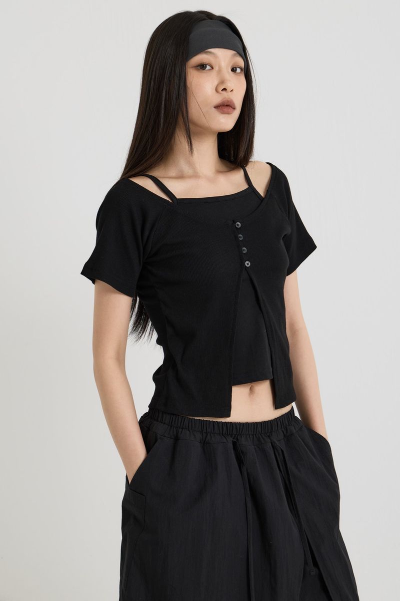 vadefy（ベイディフィー）の「Sleeveless layered top, Black（Tops）」
