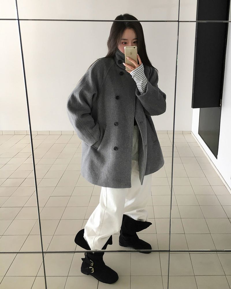 [ORIGINAL] HOLES HIGH NECK MEDIUM COAT