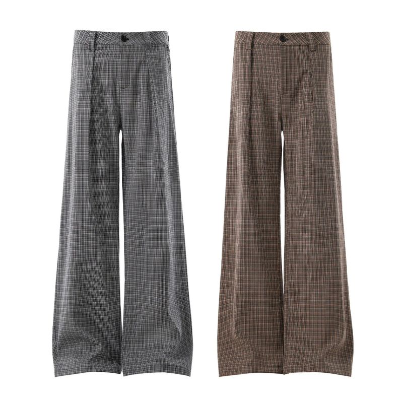 Micro Check Draped Trousers
