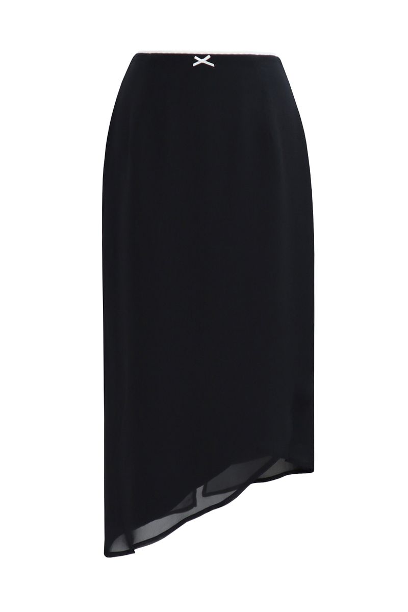  Lisha wrap long skirt (black)