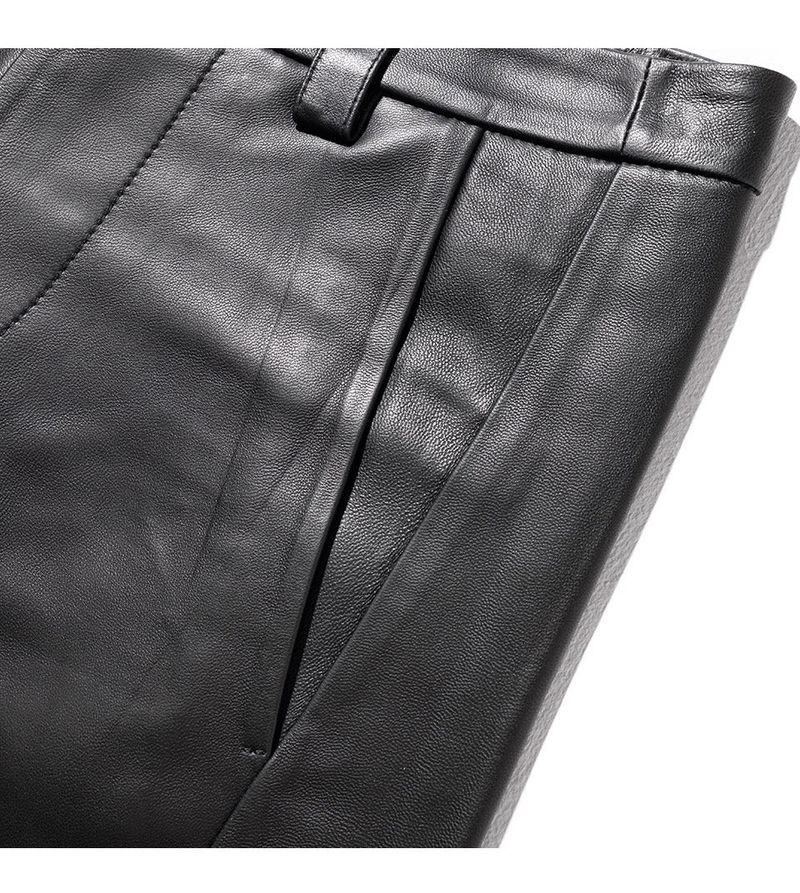 LAMSKIN CURVED LINE PANTS