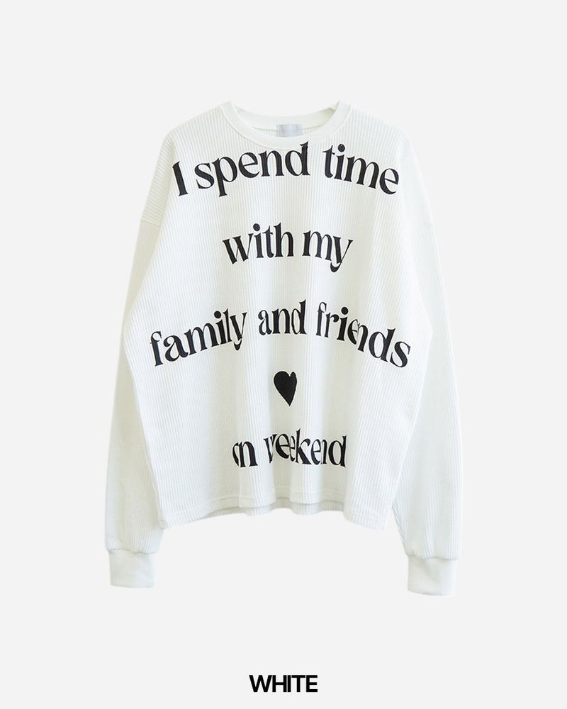 Spend Lettering Waffle Long Sleeve