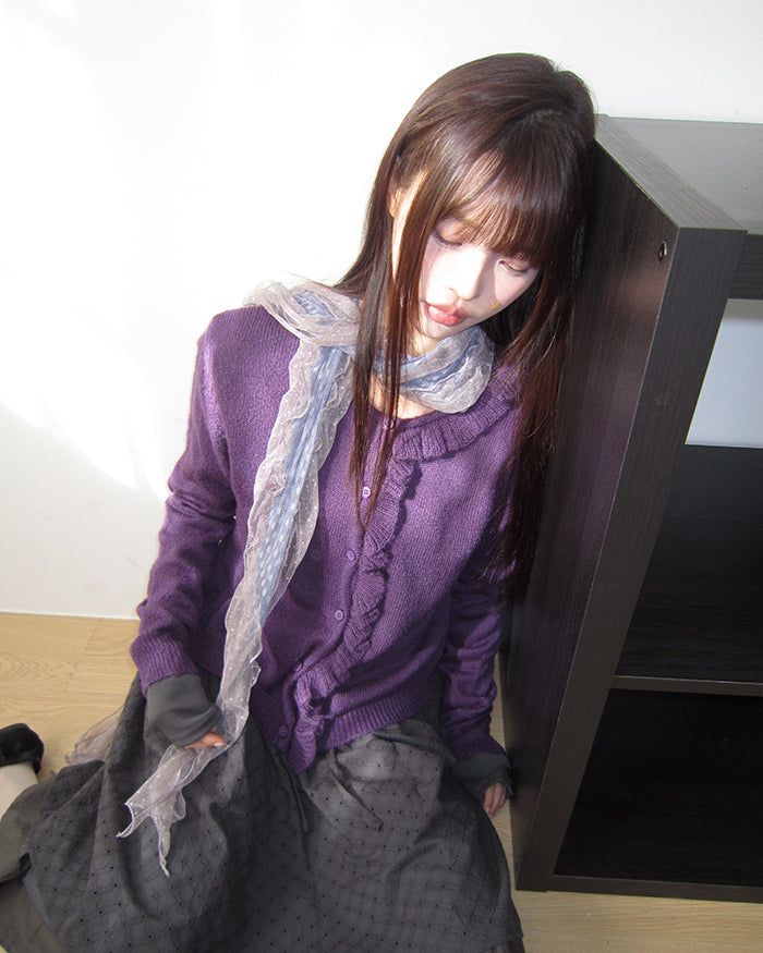 Omic Side Frill Knit Cardigan