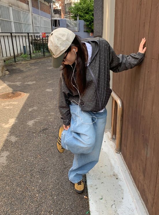 Nihin Washing Denim Wide Pants