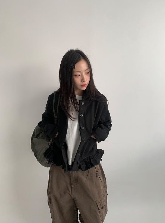 Skimbe Frill Hood Short Coat