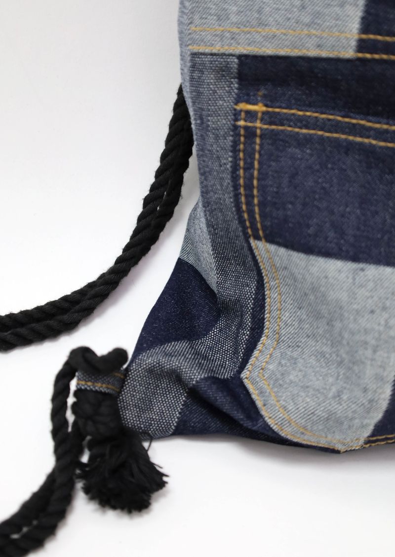 Square Denim Pocket Backpack