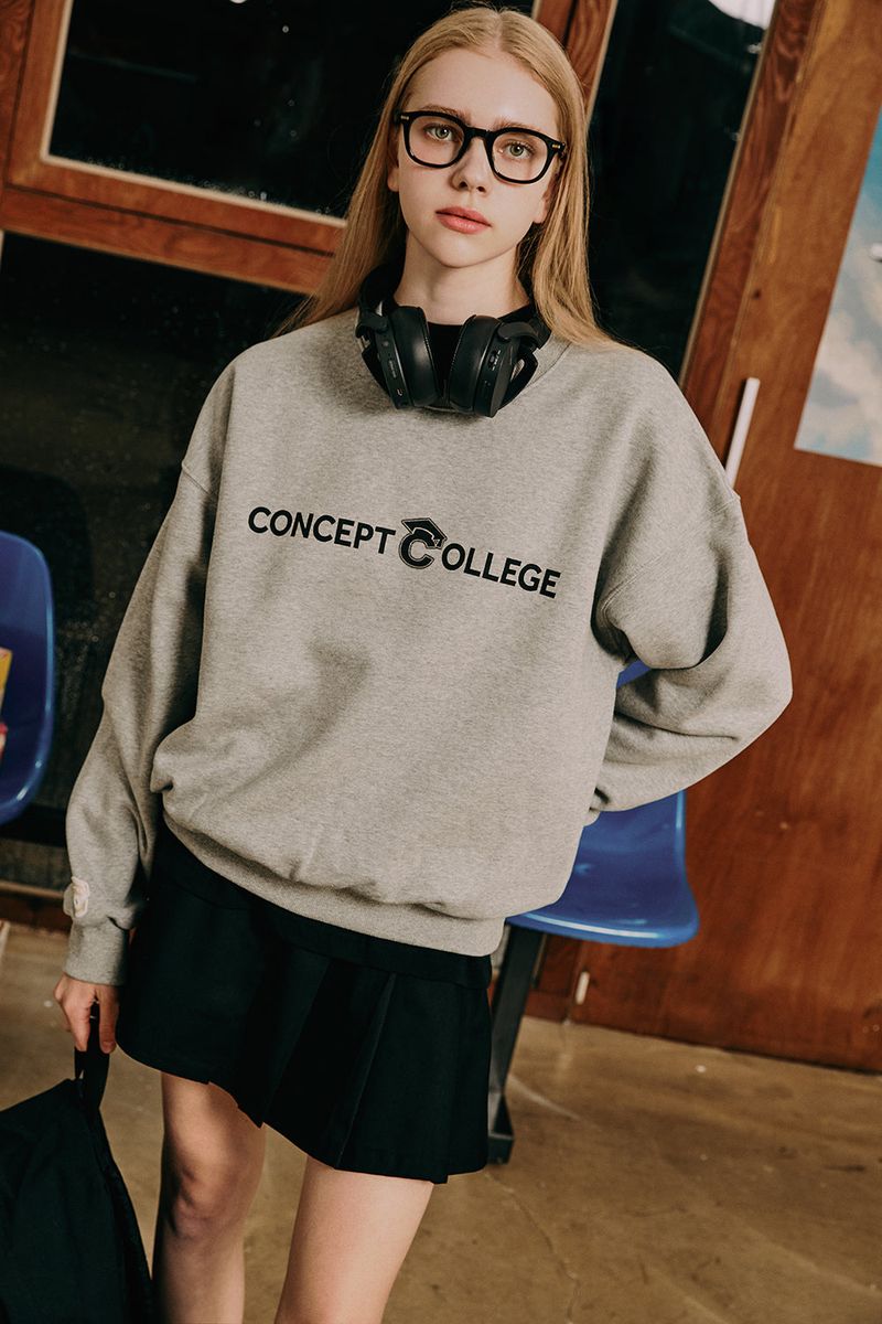 ベーシックラインロゴスウェットシャツ・グレー［ユニセックス］/ Basic Line Logo Unisex Gray Sweat Shirt