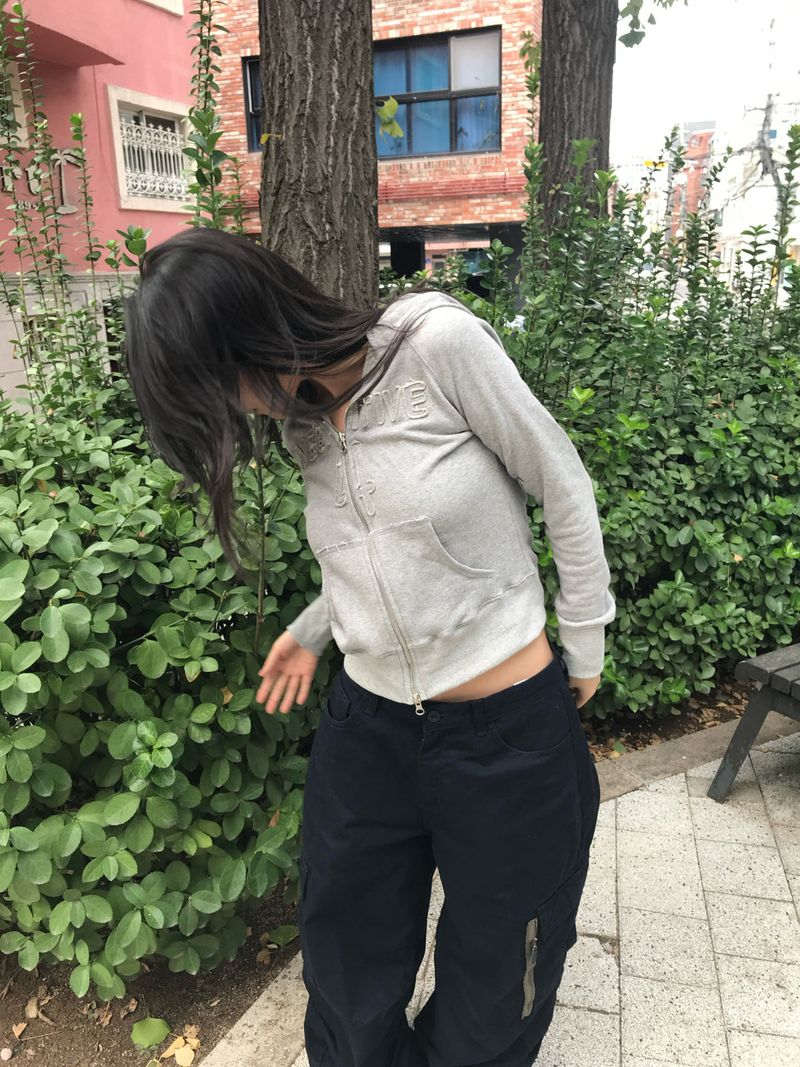 Negative small fit hood zip up 