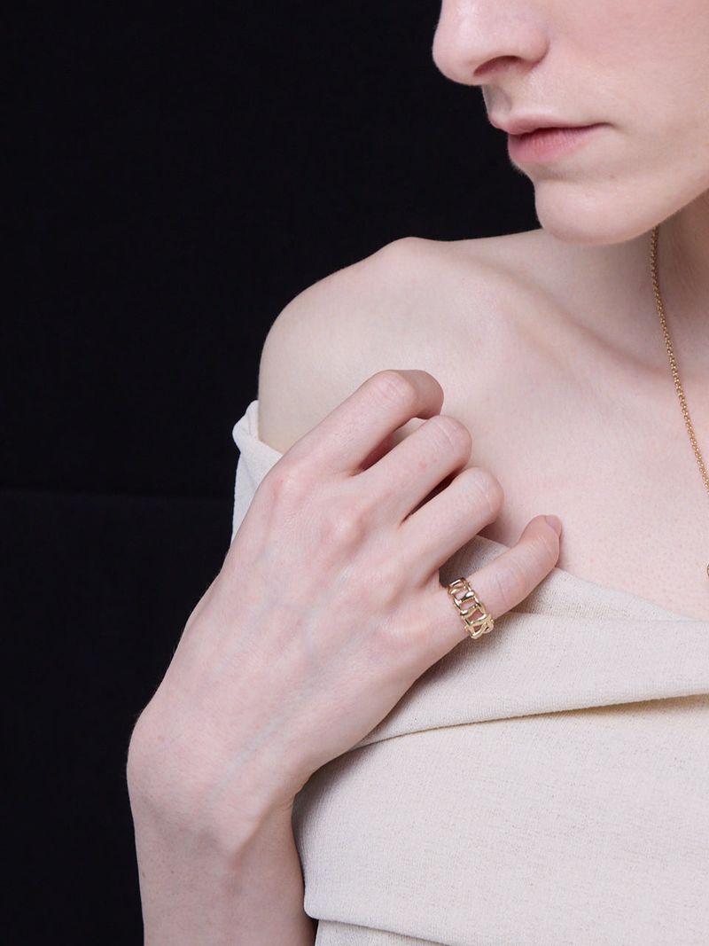 BONAFIDE JEWELRY(ボナファイドジュエリー)の「マルチハッシュタグピンキーオープンリング (Gold)(アクセサリー)」