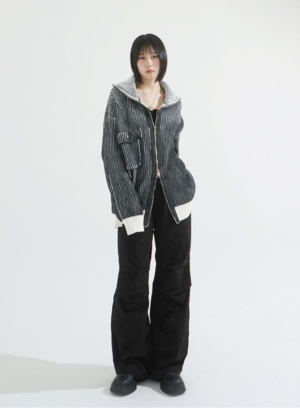 Adel pocket zip-up knit