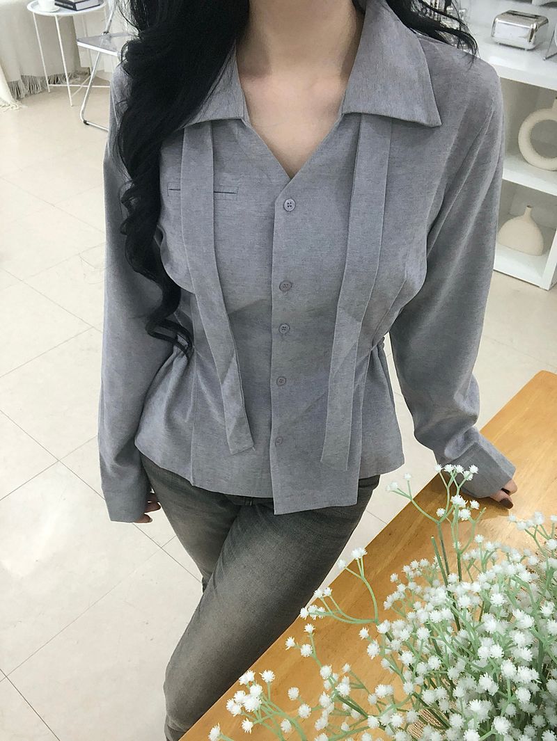 Dual Tie Pintuck Line Shirt