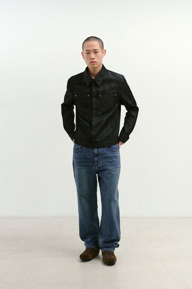 Loose Fit Tapered Denim Pants (Washed Blue)