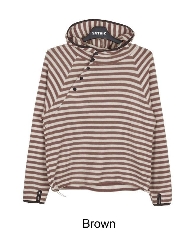 Veil diagonal button hood ST long sleeve