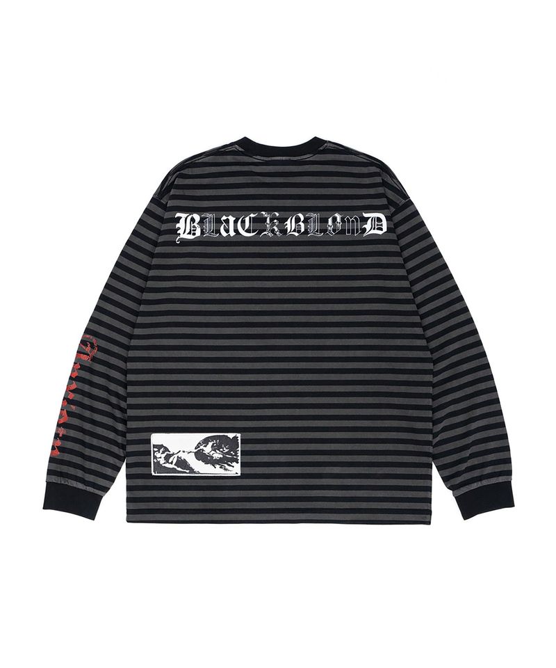 BBD Anxiety Multi Patch Stripe Long T-Shirt (Black&Charcoal)
