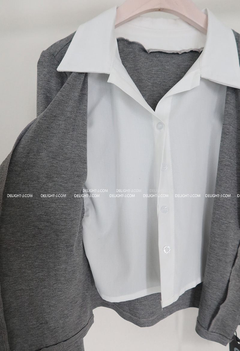 Miu Shirt Layered Cardigan