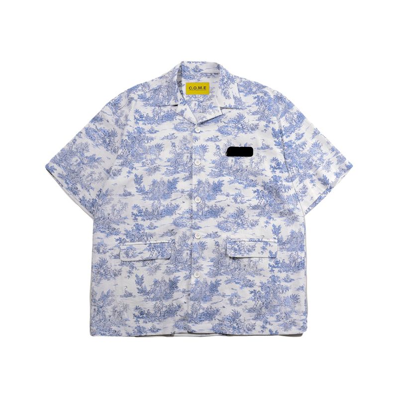 C.O.M.E（シーオーエムイー）の「[UNISEX] Printed Linen-Blend Short-Sleeved Jacket (White)（Jackets/Outerwear）」