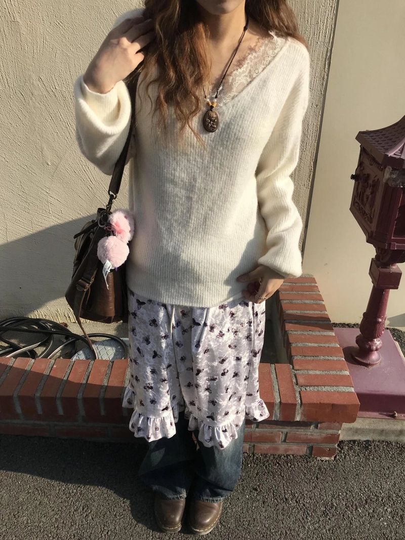 seter lace v-neck knit 