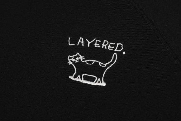 Layered Cat Embroidered Sweatshirt