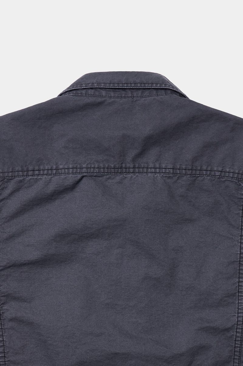 Vintage Washed Flap Pockets Work Shacket (Washed Charcoal)