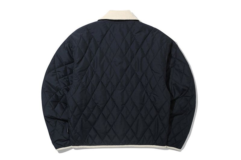 RIBBON TIE QUILTING JACKET_NAVY