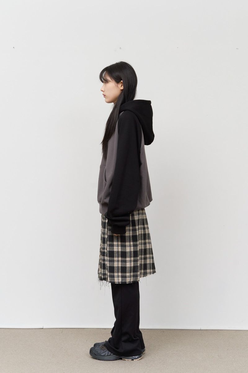 (W) Kite Cutting Checked Skirt