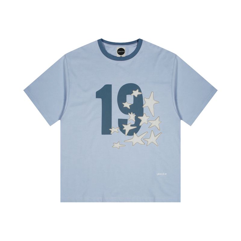 GLACK（グラック）の「GT124 Numbering Star Applique T-Shirt (BLUE)（Tops）」