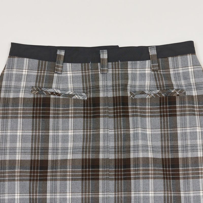 CHECK SLIT LONG SKIRT GRAY
