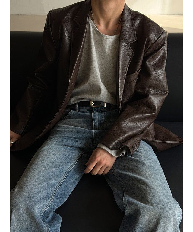 LAURANT（ロラン）の「[F/W] Crack overfit leather blazer(2color)（Jackets/Outerwear）」