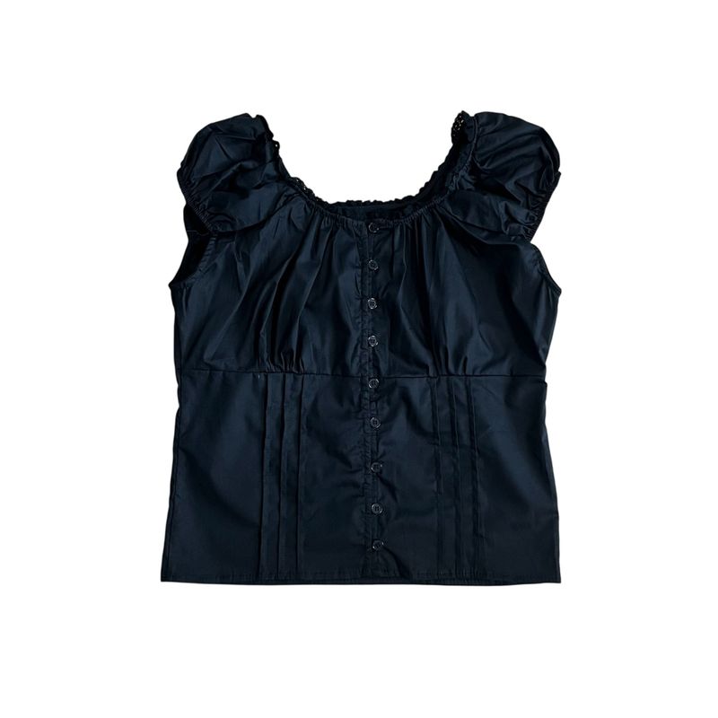 Shirring pintuck puff blouse