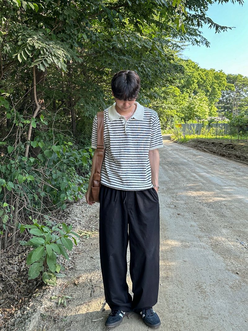 [Premium] Dail boucle stripe collar knit