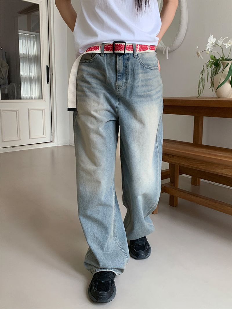 SAND WASHED WIDE JEANS (2C)
