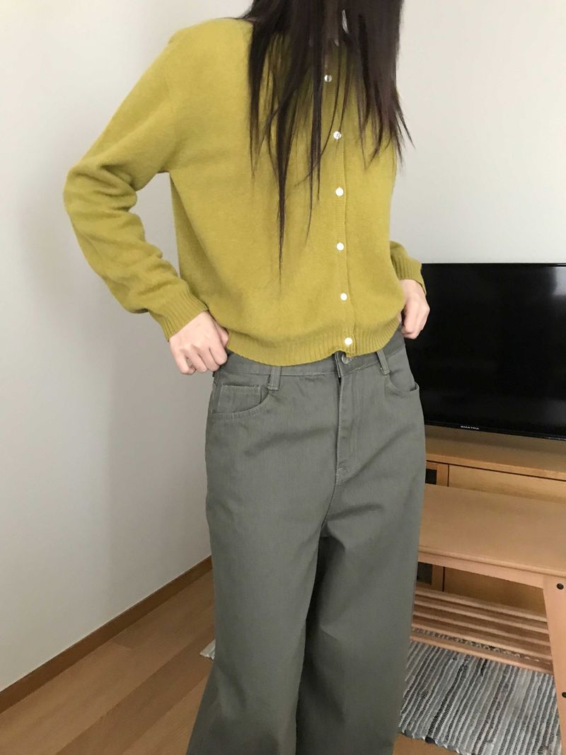 Whole garment Wool Cardigan