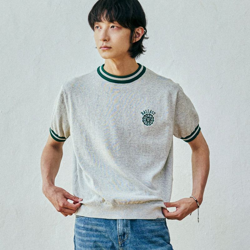 ballast athletic ringer knit sweat melange gray