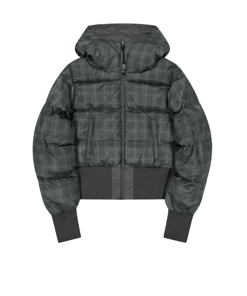 Reversible Check Padded Jacket / Charcoal