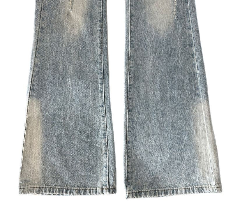 Touch Lace Trim Light Blue Bootcut Denim Pants