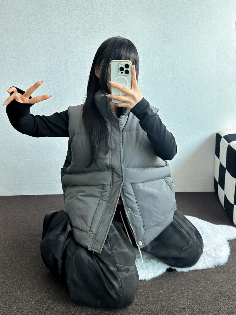 OVER WIDE VEST PADDING🩶🤍🖤☁ - 4 COLORS