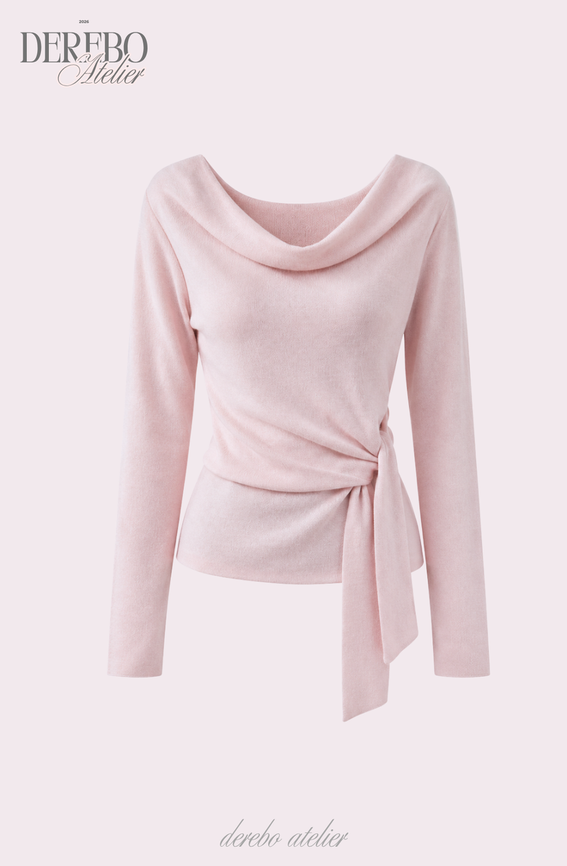 Flow Pink Shirring Wrap Knit Top