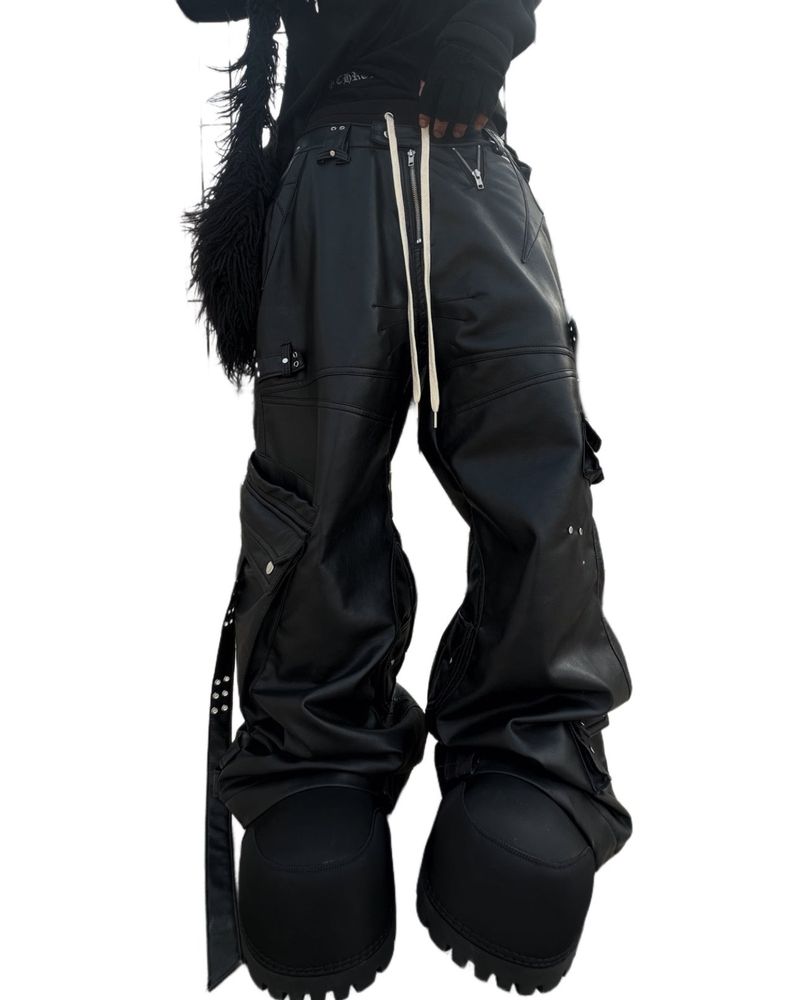 "GHIDØRAH CHAØS LEATHER CARGO PANTS"