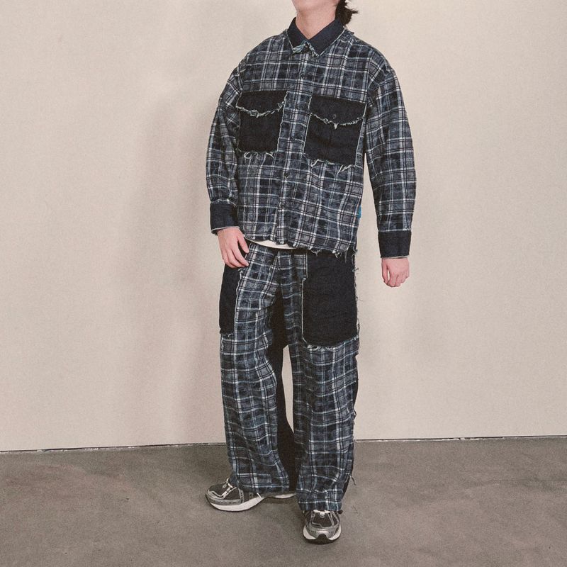 grunge burner check shirt_blue