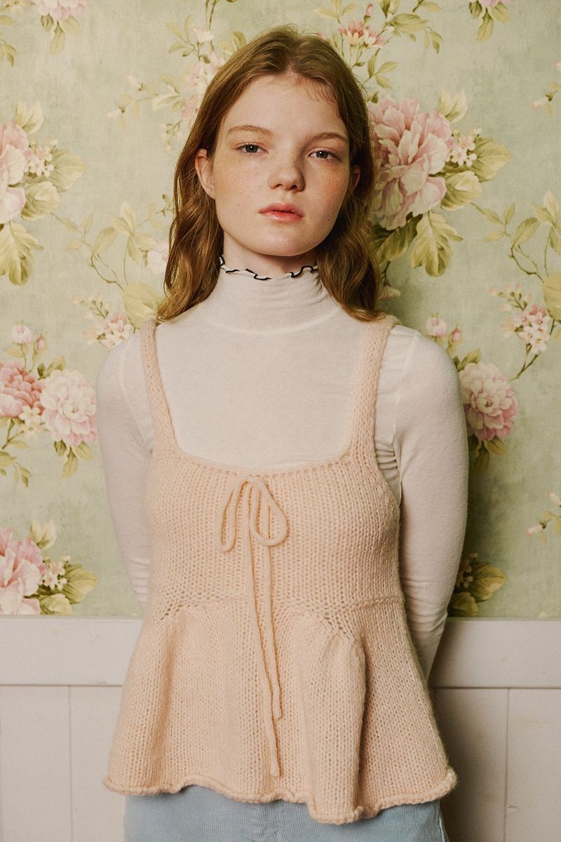 Ribbon Knit Bustier [Pink]